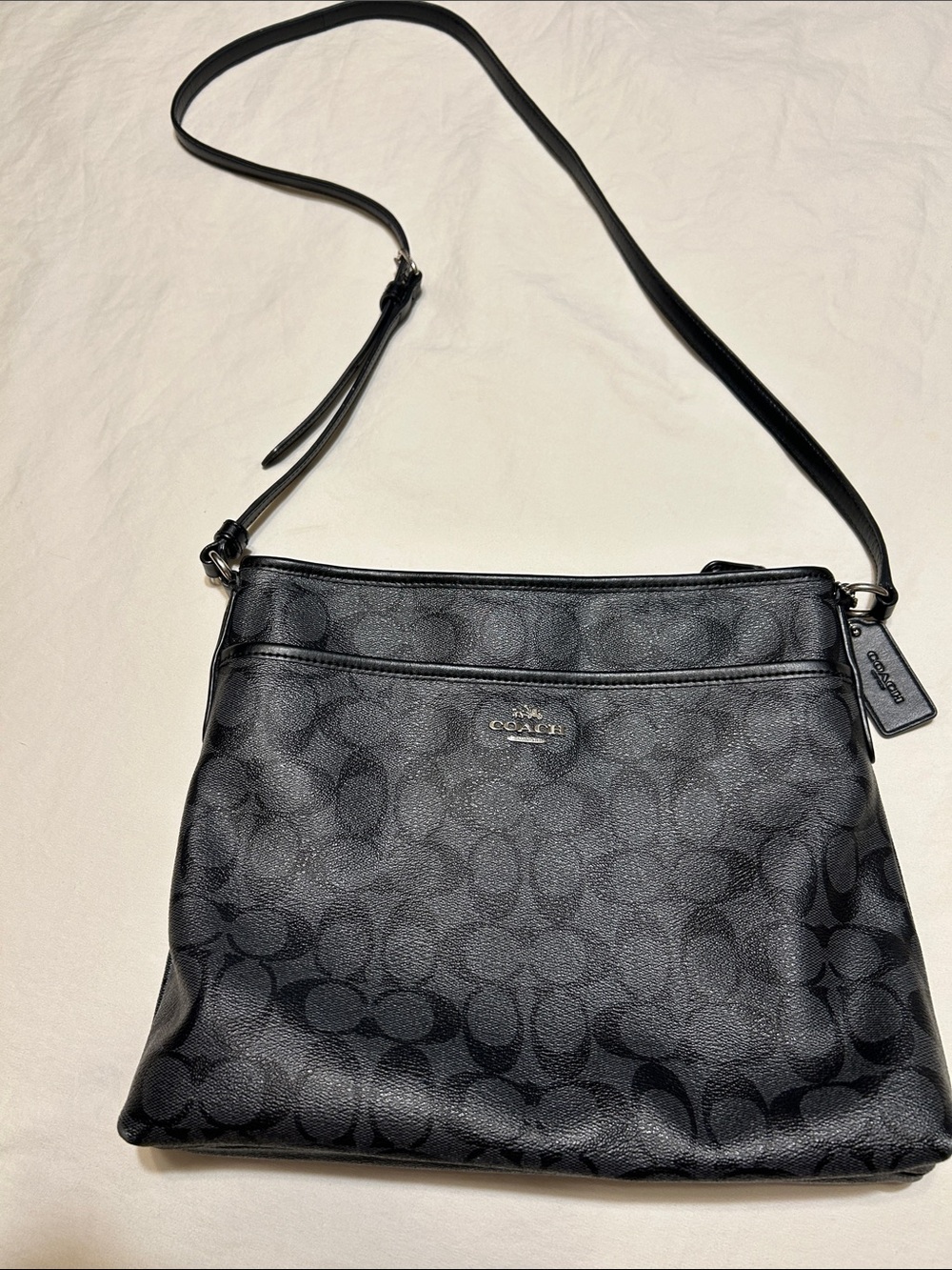Coach Black Signature Monogram Crossbody Bag